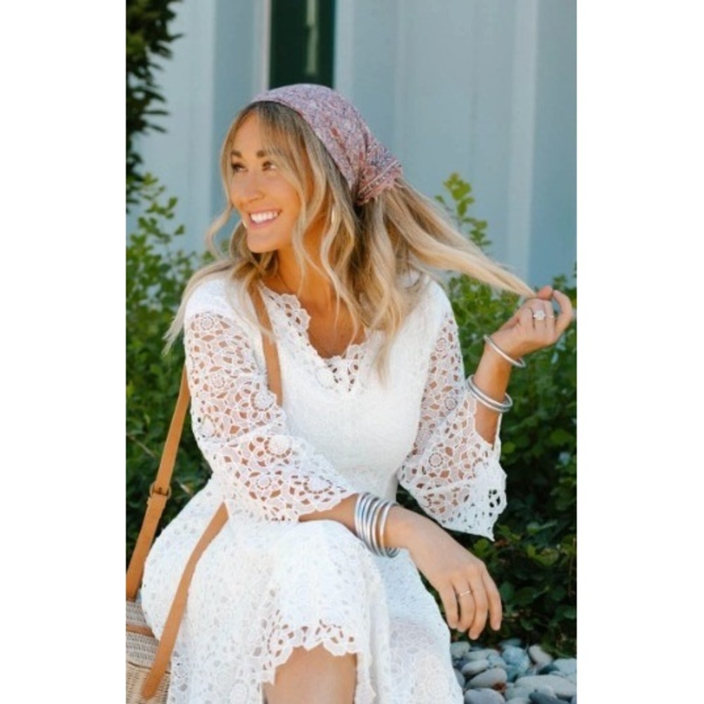 Ivy City Co Estelle White Lace Midi Dress Bridal Shower Cottagecore XS - Picture 2 of 8